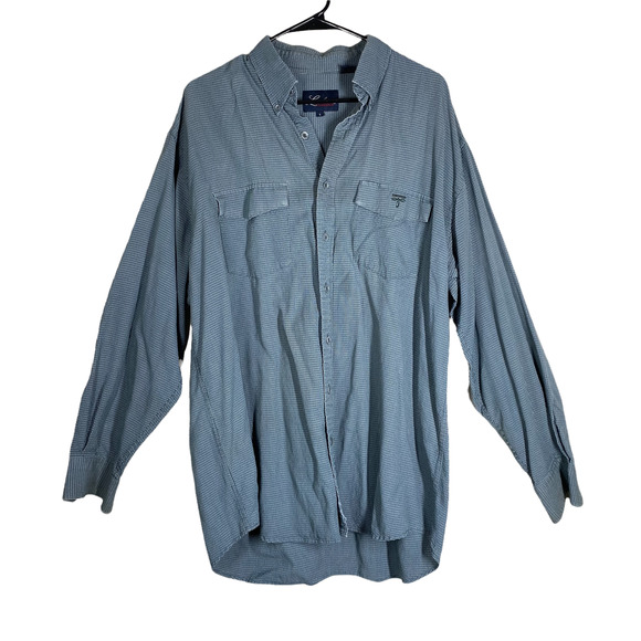 Lucchese Blue and White Plaid button up sz Large - Picture 2 of 12